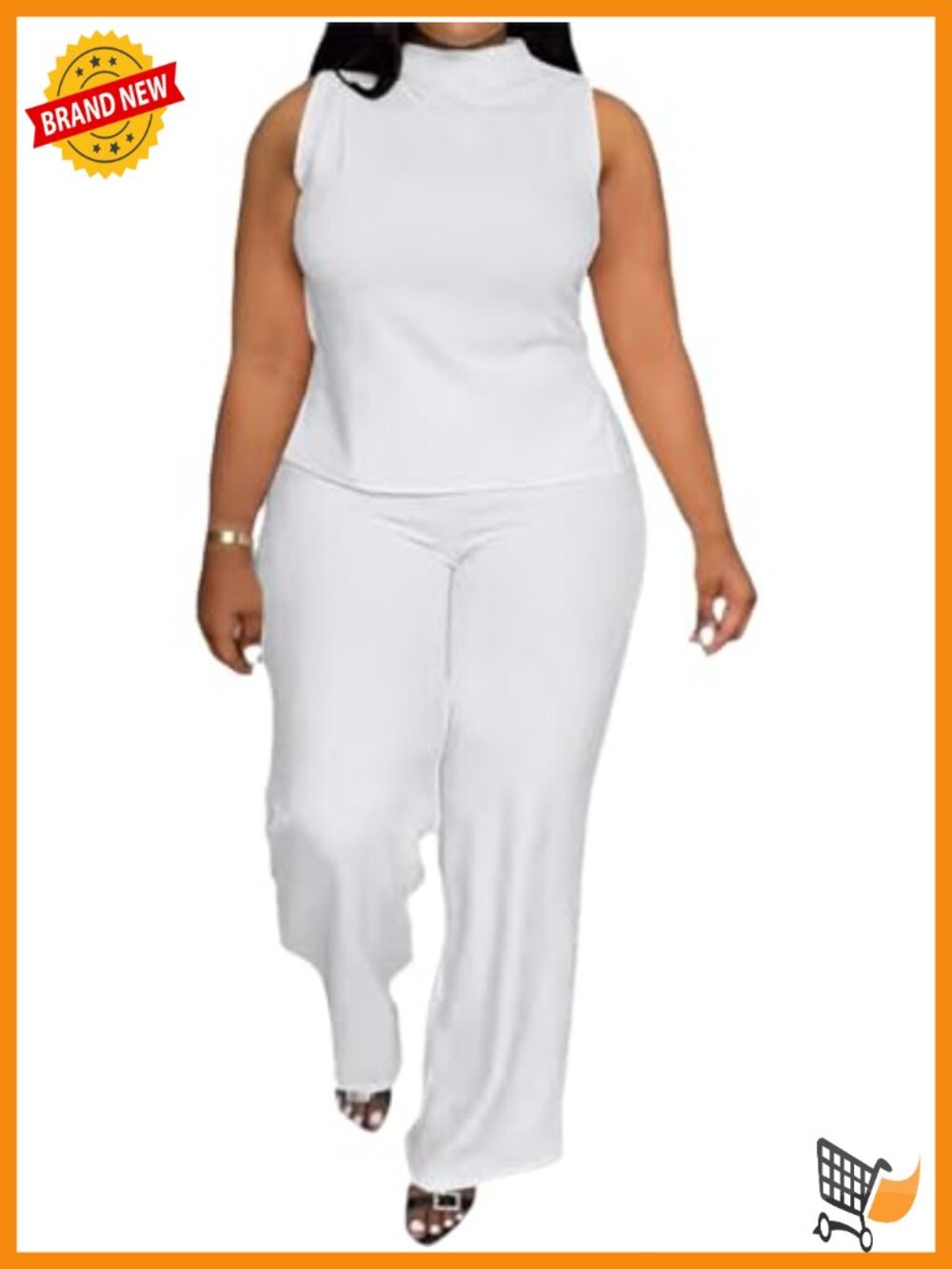 2 Piece Wide Leg Pants Set Sleeveless Top Long Pants Plus Size